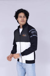 Black Olive & White colour block jacket